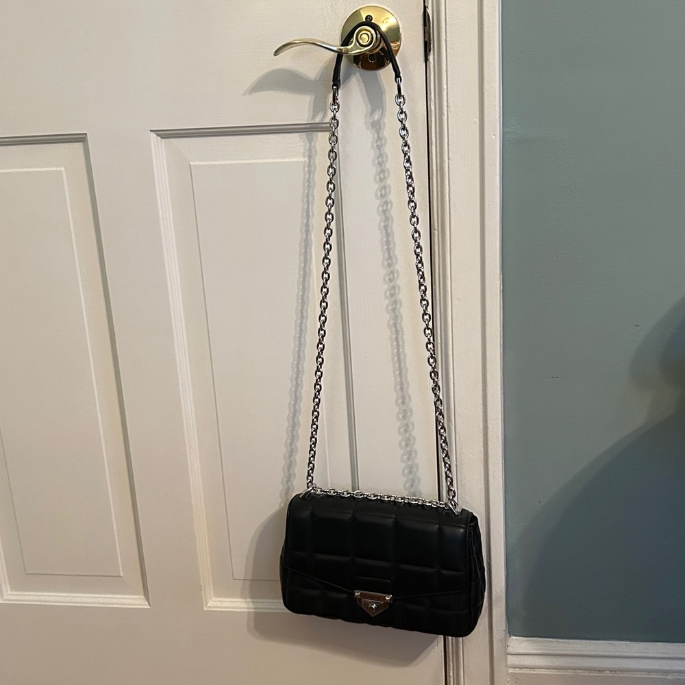 Michael Kors Black Soho Quilted Bag with Silver Chain - Picture 4 of 11